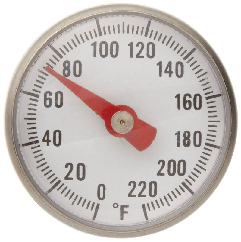 [Australia - AusPower] - Supco ST02 Stainless Steel Pocket Dial Thermometer, 5" Stem, 1" Dial, 0 to 220 Degrees F 1 inches Diameter 