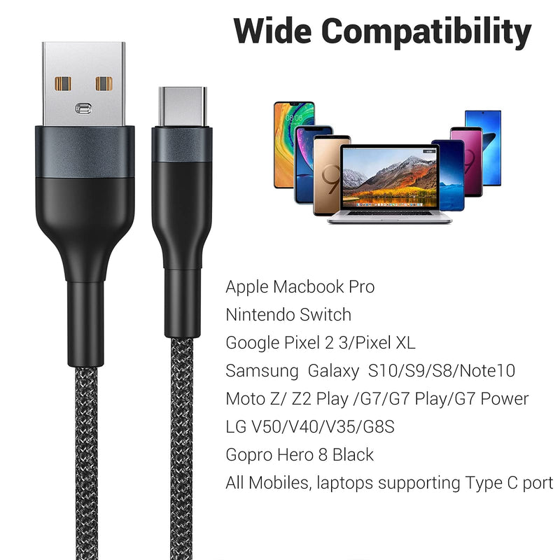 [Australia - AusPower] - USB C Cable 1ft 3 Pack, SUMPK Short Cord 3A Fast Charge Wire, Aluminum Alloy Connector Braided Nylon, USB-C to USB-A 2.0 Phone Type C Cable for Samsung Galaxy S10 S10E S9 S8 S20 