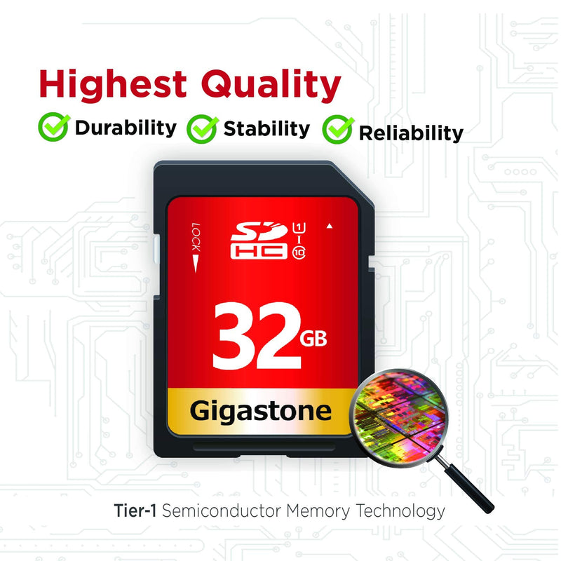 [Australia - AusPower] - Gigastone 32GB SD Card UHS-I U1 Class 10 SDHC Memory Card High Speed Full HD Video Canon Nikon Sony Pentax Kodak Olympus Panasonic Digital Camera 