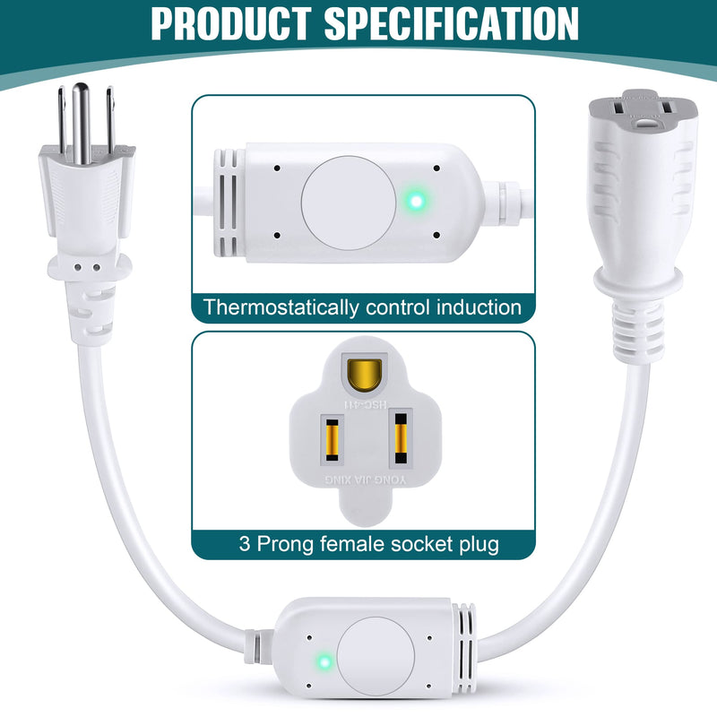 [Australia - AusPower] - Feekoon 2 Pack Thermostat Extension Cord On at 32 â„‰/ 50 â„‰, Thermostatically Controlled Self Regulating Extension Power Cable Compatible with Thermal Outlet Plug for Cold Weather Pond De icers 