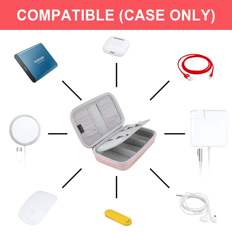 [Australia - AusPower] - Hard Electronic Organizer Travel Case Electronics Accessories Cable Gadget Wire Storage Bag Double Layer Shockproof Box for Charger, Cord, Flash Drive, Apple Pencil, Power Bank, Rose Gold 