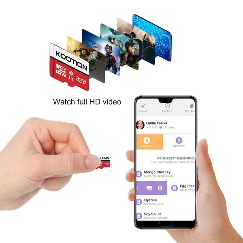 [Australia - AusPower] - KOOTION 32GB Micro SD Card 2-Pack Class 10 Micro SDHC Card UHS-I Memory Card Ultra High Speed TF Card, C10, U1, 32 GB 2×32GB 