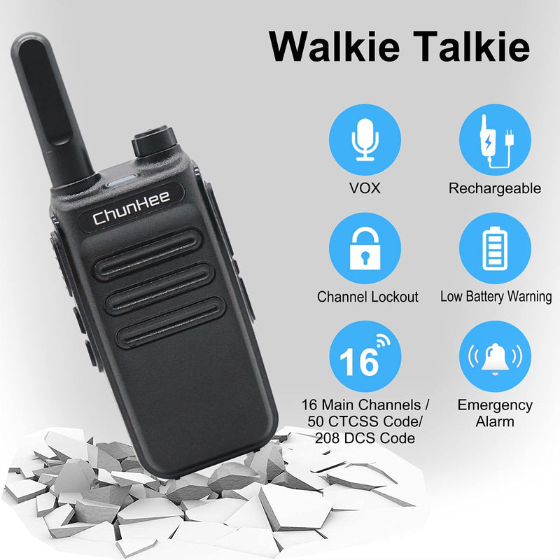 [Australia - AusPower] - ChunHee Walkie Talkies for Adults Rechargeable Long Range Two Way Radio Mini 2 Way Radio, VOX Security Handfree for Business Office School Church Restaurant Retail, Pack of 2 