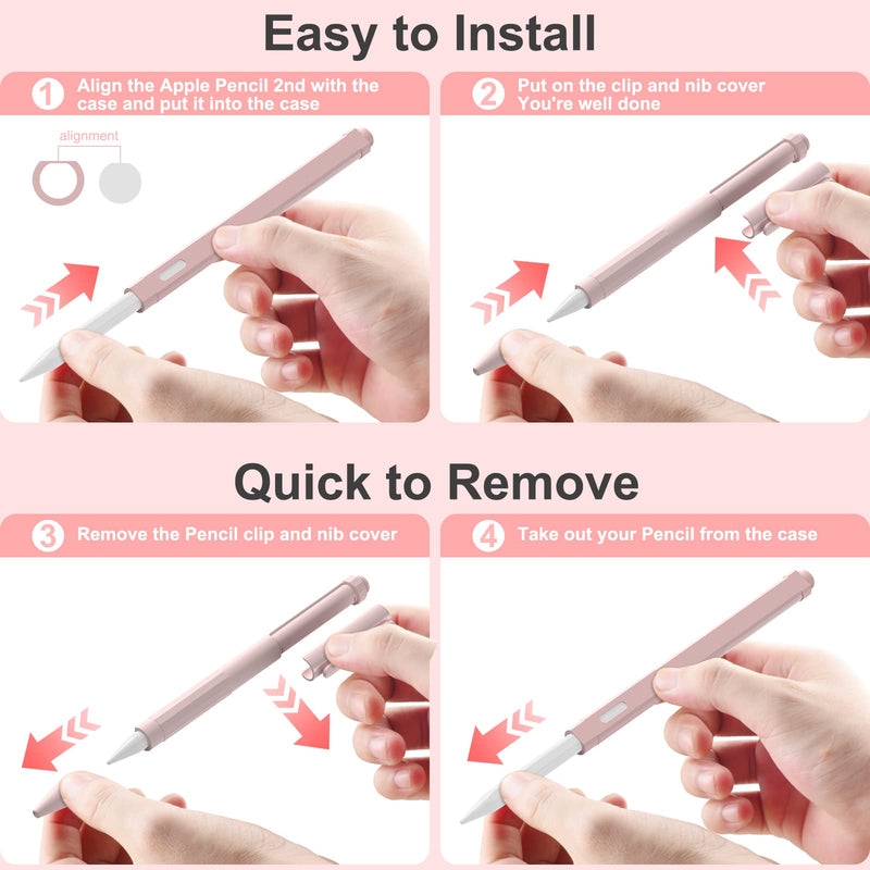 [Australia - AusPower] - iLzyty Holder Case Compatible with Apple Pencil 2nd Generation, New TPE Material Pencil Cover, Anti-Slip Grip Pencil Holder Sleeve, Magnetic Charging & Double-Tapping Supported Pink 