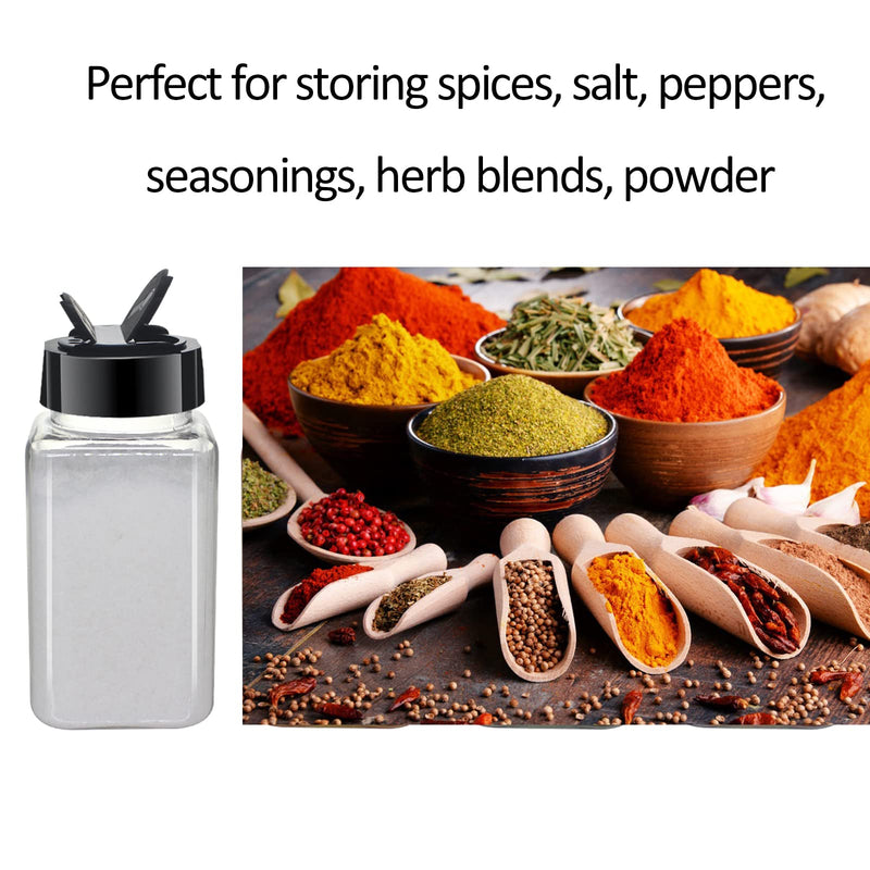 [Australia - AusPower] - BPFY 24 Pack 4oz Clear Plastic Spice Jars With Black Plastic Lids, Square Spice Bottles, Plastic Seasoning Containers with Chalk Labels, Pen, Funnel, Spice Containers For Kitchen Cabinet 