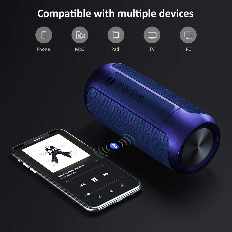 [Australia - AusPower] - LESHP Bluetooth Speakers,Portable Wireless Bluetooth Speaker,Outdoor Sports Speakers with Bluetooth 5.0,IPX6 Waterproof,3D Stereo,10 Hours Playback time,Suitable for iPhone,Android,Blue Blue 