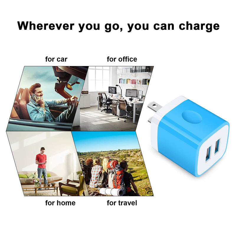 [Australia - AusPower] - Charging Block, USB Wall Plug, GiGreen 5Pack 2.1A Charger Plug Cube Outlet Box Compatible iPhone 13/12 Pro Max/11/SE/XS MAX/X/8/7/6S, Samsung S21+/S20/S9/S8/A10e/A52/A71, Pixel 5/4a XL PT-WC-13 