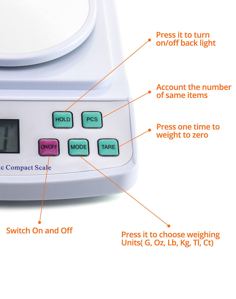 [Australia - AusPower] - QWORK Digital Lab Scale, 500g x 0.01g, High Precision Laboratory Analytical Balance Scale, LCD Display, Compact Bench Scale Accuracy Weighs Grams, Carats, Ounces, Pounds 