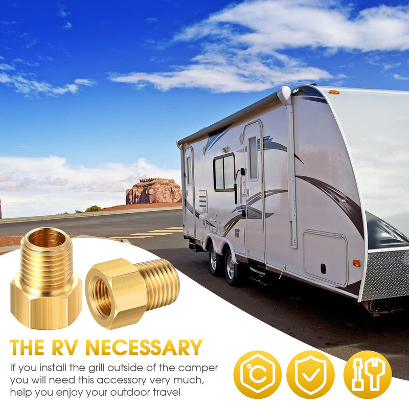 [Australia - AusPower] - 6 Pieces 1/4 Inch Male NPT x 1/4 Inch Female Inverted Flare Propane Fitting NPT Reducer Brass Female NPT Pipe Adapter Brass Bushing Reducer Brass Threaded Pipe Connector for Fuel, Oil Convert 