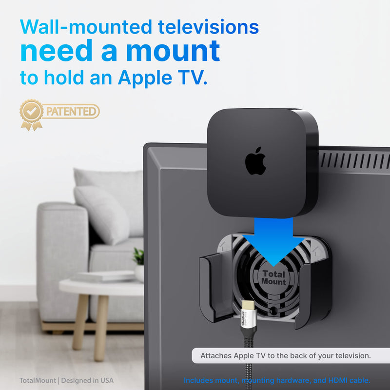 [Australia - AusPower] - TotalMount – Apple TV Mount – Compatible with All Apple TVs (Premium Black and Gray Apple TV Mount and Cable) Premium Black and Gray Apple TV Mount and Cable 