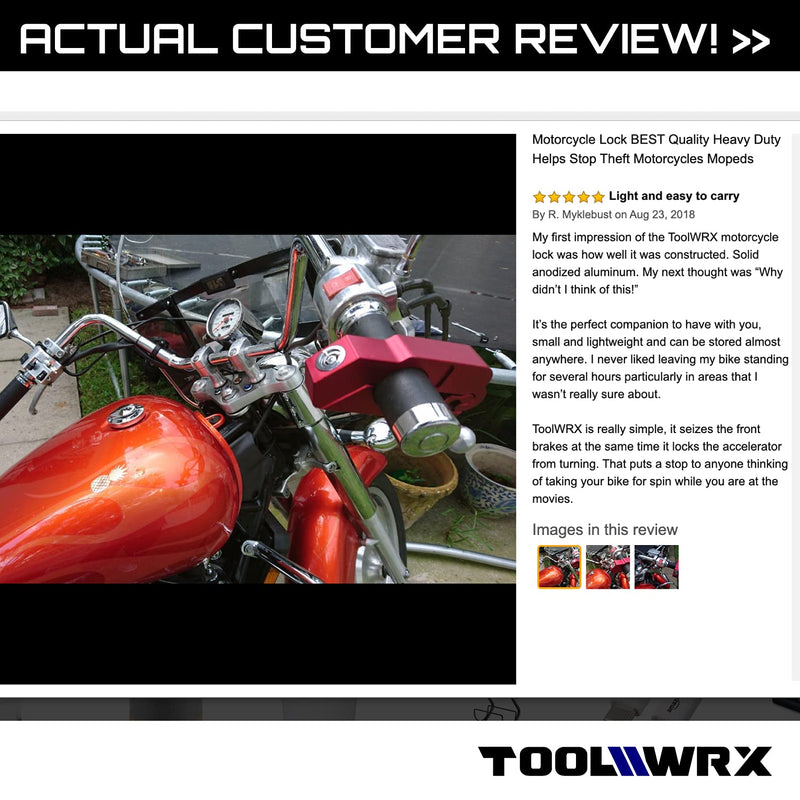 [Australia - AusPower] - ToolWRX Motorcycle Lock – Heavy Duty Anti Theft Grip-Lock – Security for Throttle & Handlebar – Locks Front Brake & Clutch on Dirt Bike Moped Scooter Motorbike & ATV (Includes Lever Protector) 