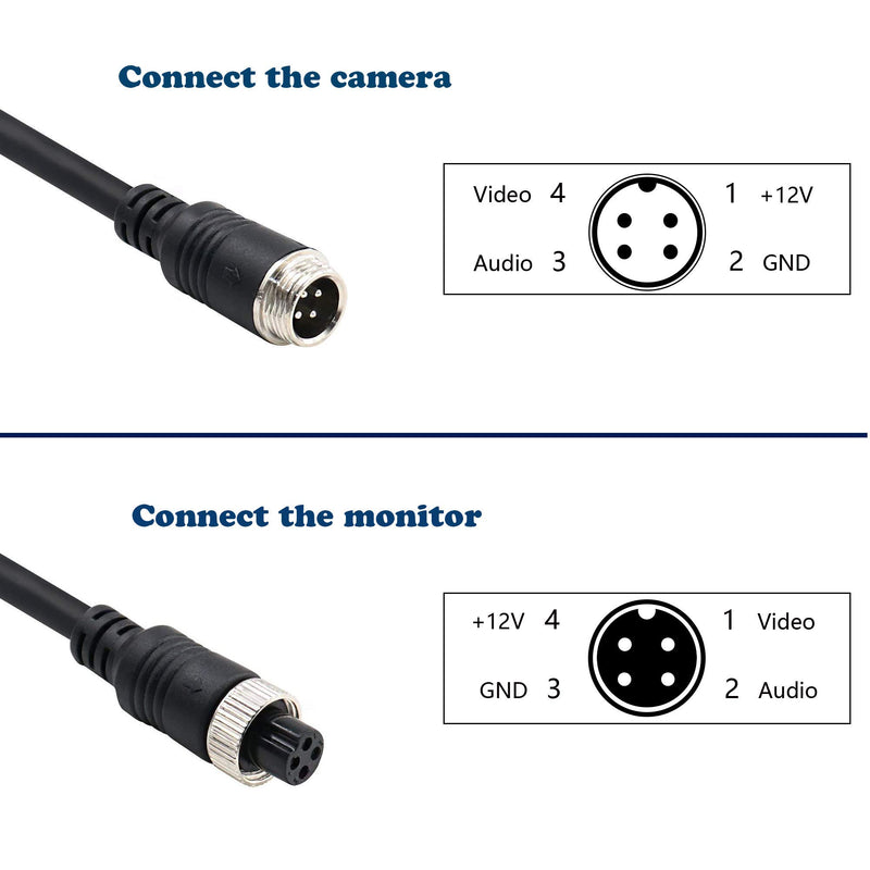 [Australia - AusPower] - Collyon (17FT / 5m) Backup Camera Cable, 4-pin Aviation Video Extension Cable, Car Video Extension Cable Backup Camera Extension Cable,AV Extension Cable CCTV Rear View Camera,Car Video System 17-FT 
