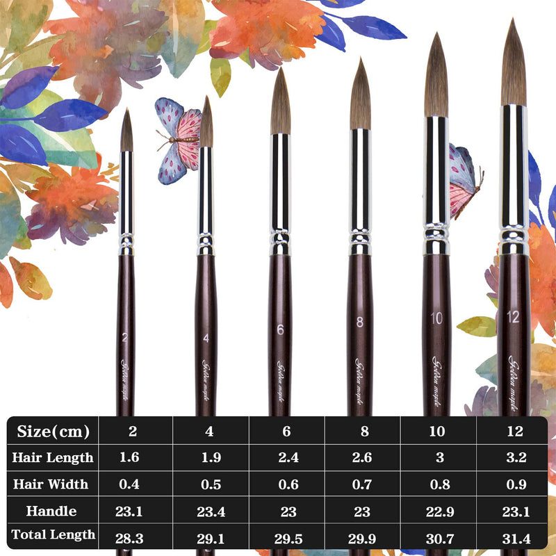 [Australia - AusPower] - Artist Paint Brushes-Superior Sable Hair Artists Round Point Tip Paint Brush Set Watercolor Acrylic Painting Supplies 