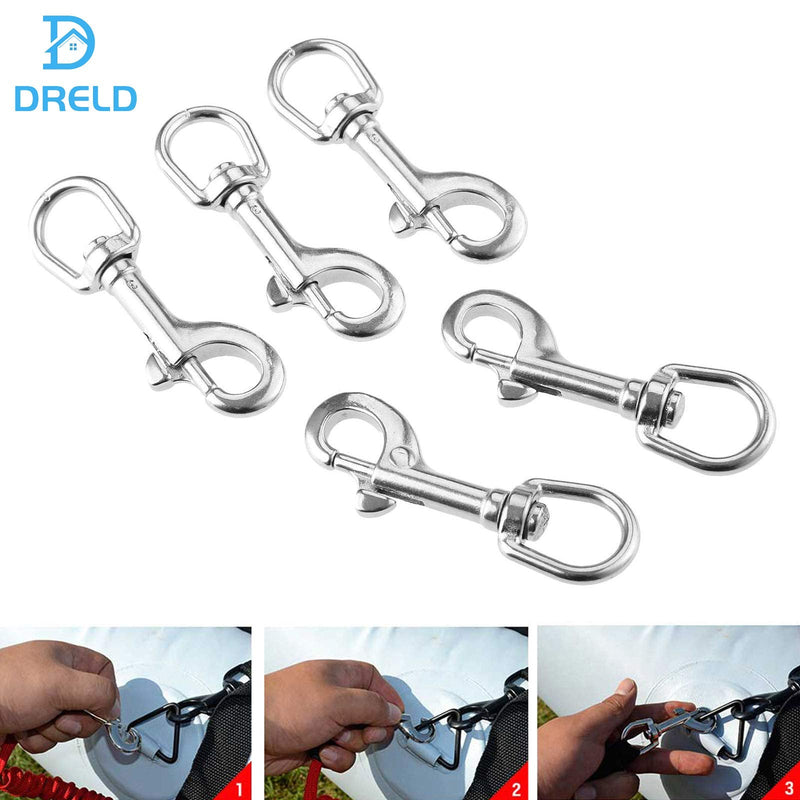 [Australia - AusPower] - Swivel Eye Bolt Snap Hook, Mount 316 Stainless Steel with Rubber Pad, Fit for Fishing Boat Canoe Accessories,Flagpole, pet leash, camera leash, key chain, tarpaulin cover, clothesline (Pack of 5) 