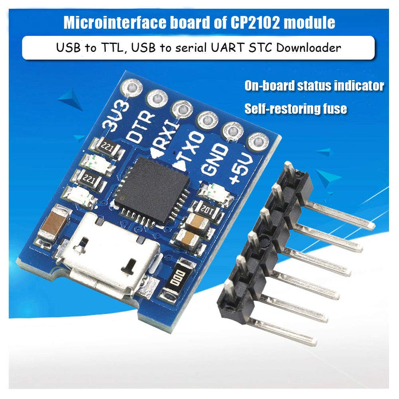 [Australia - AusPower] - Ximimark 2Pcs CP2102 Micro USB to TTL/Serial UART 6Pin Module Serial Converter STC Downloader Replace FT232 