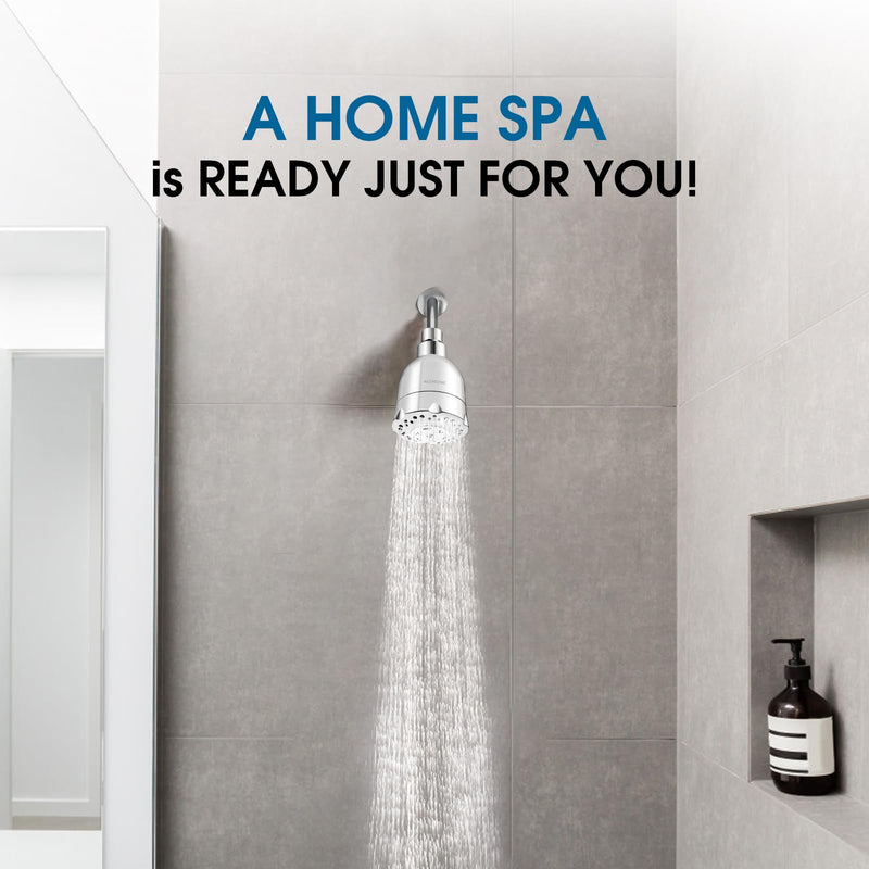 [Australia - AusPower] - High Pressure Shower Head, ALOHOME Rain Shower Head with 6 high flow Spray Settings, 3.6'' Chrome Finished Bathroom Shower Head with Adjustable Brass Ball Joint for Luxury Spa Shower Experience 