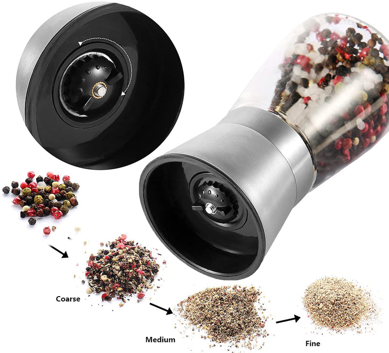 [Australia - AusPower] - Pepper Grinder Pepper Mill, Salt Grinder Refillable, Adjustable Coarseness Black Pepper Grinder, Stainless Steel Sea Salt Shaker with Ceramic Rotor (Single Package) 