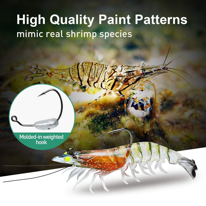 [Australia - AusPower] - TRUSCEND Pre-Rigged Jig Head Fishing Lures, Premium Shrimp Lure with VMC Hook, Weedless Soft Swimbaits for Bass, Fishing Bait with Spinner, Trout Crappie Walleye Fishing Jigs for Freshwater Saltwater 