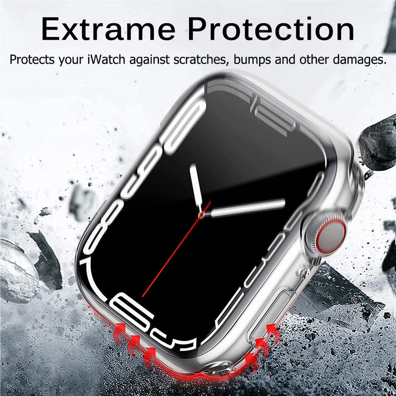 [Australia - AusPower] - [3 Pack] Miimall Compatible Apple Watch Series 7 45mm Case Screen Protector, Clear Ultra-Thin Soft TPU Anti-Scratch All Around Protective Bumper Cover Case for Apple Watch 45mm Series 7 Accessories 