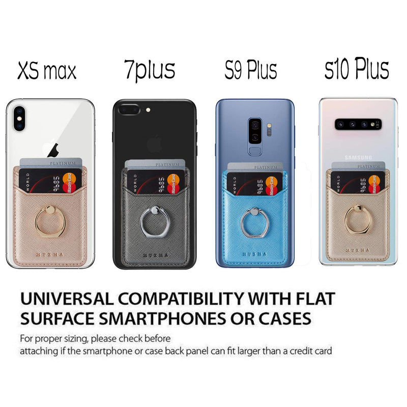 [Australia - AusPower] - Card Holder for Back of Phone Ring Stand Cell Phone Stick on Wallet Credit Finger for iPhone/Samsung/Smartphone(Blue) Blue 