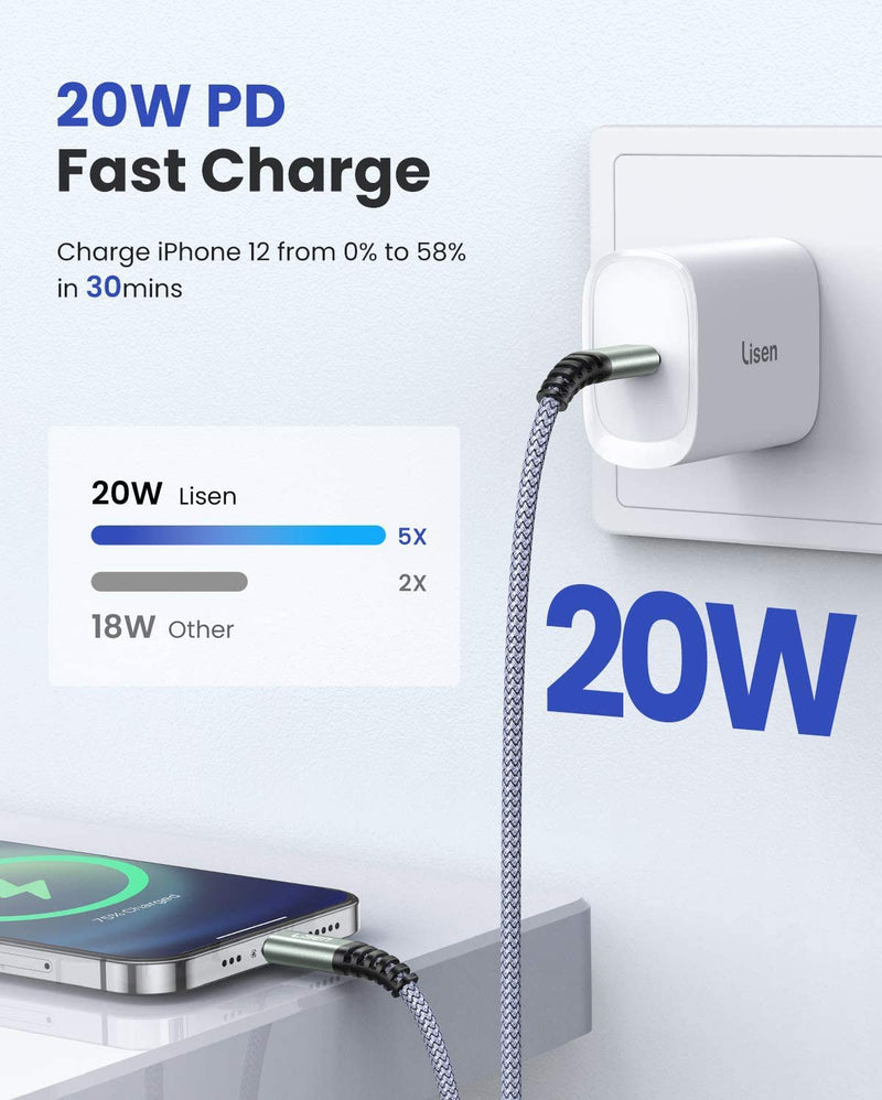 [Australia - AusPower] - iPhone USB C Charger, LISEN 20W iPhone USB C Wall Charger Fast Charging USB C Block Support Power Delivery Compitible with iPhone 12, 11 Pro max/Pro/XS/Max/XR/X/8/8 Plus/iPad Pro 