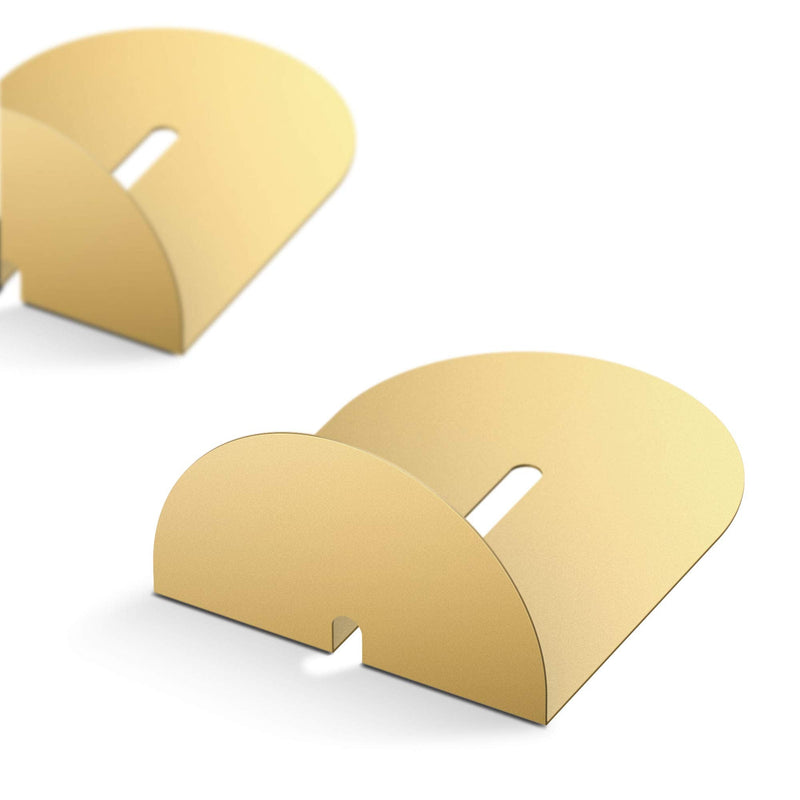 [Australia - AusPower] - Ondeam Runway Gold Bookends for Books,1 Pair Metal Book Holders for Office Shelves Adults & Kids Gift(Gold) 