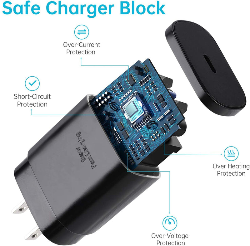 [Australia - AusPower] - USB C Wall Charger, 25W Super Fast Type C Charger for Samsung Galaxy S22/S22 Ultra/S22+/ S21/S21Ultra/S21+/ S20/Note20 Ultra/Note 10/Note10+, Android Phone Charger with 5FT Fast Charging Cable 