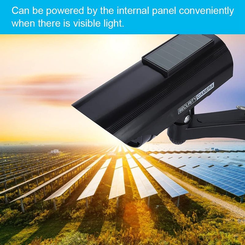 [Australia - AusPower] - Solar Powered Dummy Camera High Simulation Outdoor CCTV Surveillance Fake Camera Simulation Monitor Camera for Security(Black) 