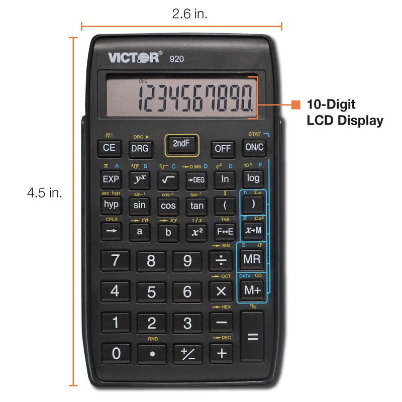 [Australia - AusPower] - Victor 10-Digit Compact Scientific Calculator, Black, 4.5"" x 2.6"" x 0.5""" 