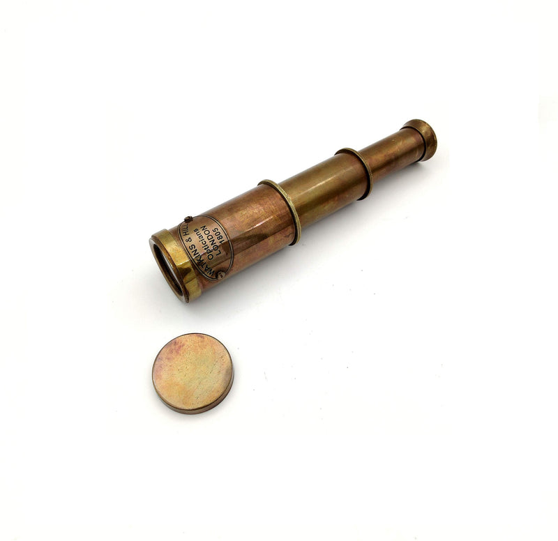 [Australia - AusPower] - Nautical Brass Spyglass Telescope with Wooden Box, Brass Pirate Brass Telescope, Spyglass Collapsible Monocular Decorative Telescope with Glass Optics for Kids (Antique Finish) Black 