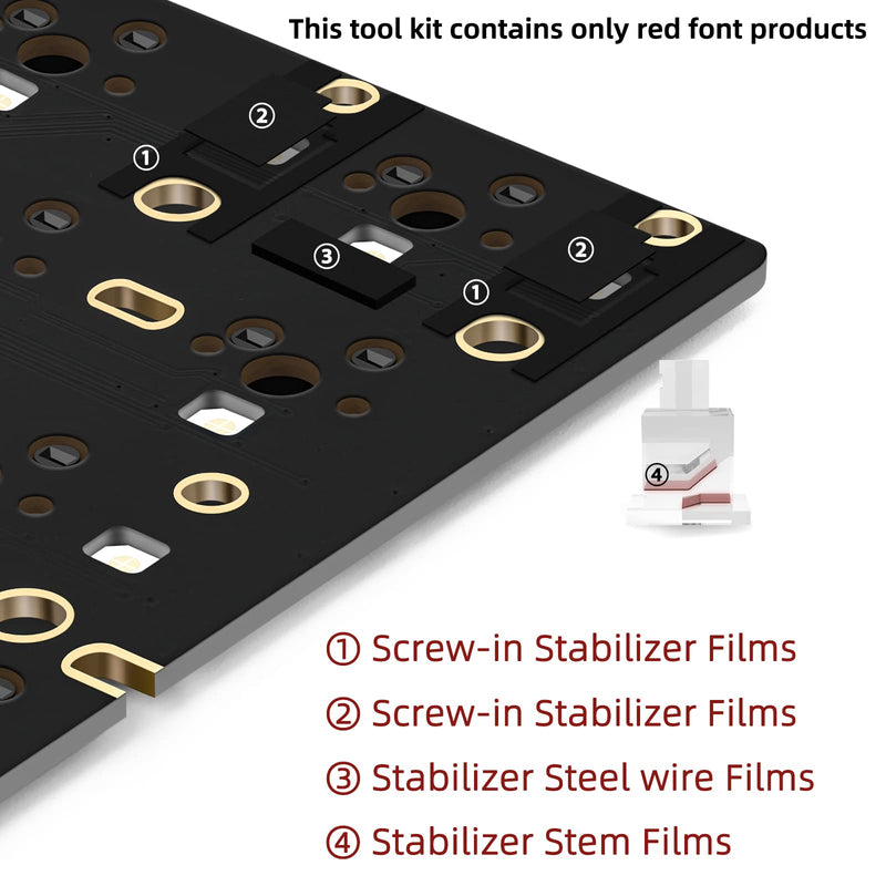 [Australia - AusPower] - RUNJRX Poron Keyboard Screw-in Stabilizer Films Kits, Poron Keyboard PCB Stabilizer Pads 20Pcs for Customized Keyboard with Tweezers. 
