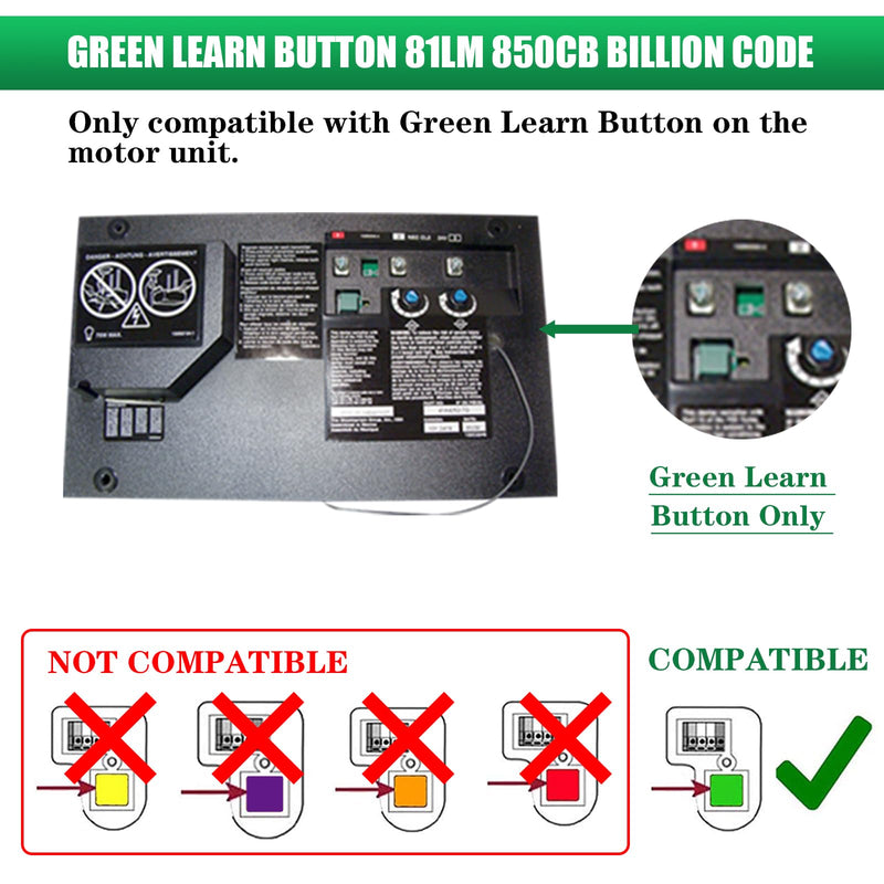 [Australia - AusPower] - LAWOHO 81LM 61LM 850CB Billion Code Mini Keyring Remote for Green Learn Button Liftmaster Chamberlain Sears Craftsman Garage Door Openers 2 Pack 