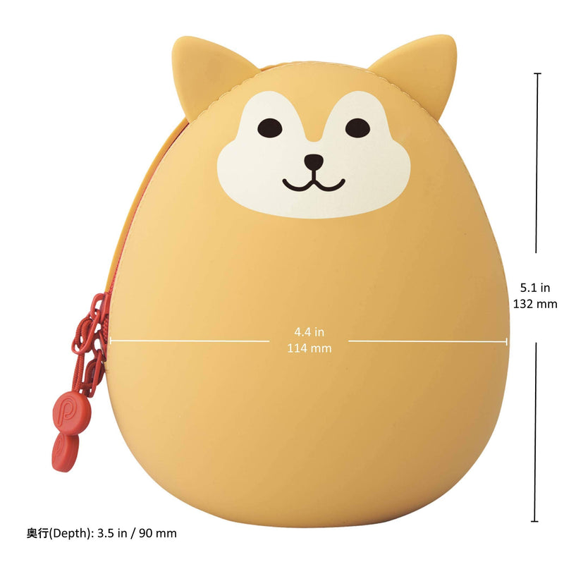 [Australia - AusPower] - LIHITLAB PuniLabo Zipper Pouch, Egg-Shaped, 3.8" x 4.7", Gray Cat (A7783-4), Large: 1.3 x 4.7 x 3.8 inches 