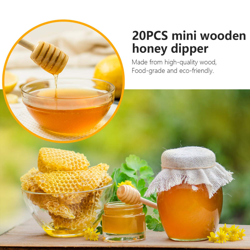 [Australia - AusPower] - 20Pcs Honey Dipper Sticks - Wooden Honey Dipper, 3 Inch Mini Honeycomb Stick, Honey Stirrer Stick for Honey Jar Dispense Drizzle Honey and Wedding Party Gift 