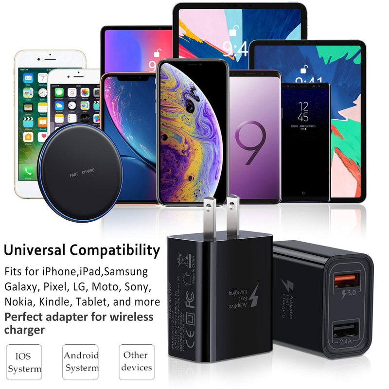 [Australia - AusPower] - Quick Charger 3.0, Pofesun 2Pack 30W Fast 3.0 USB Wall Charger Adapter Dual Port Adaptive Fast Charging Block Compatible for Samsung Galaxy S10 S9 S8 Plus S7 Edge Note 8 9 10,iPhone,Pad- Black,Black 