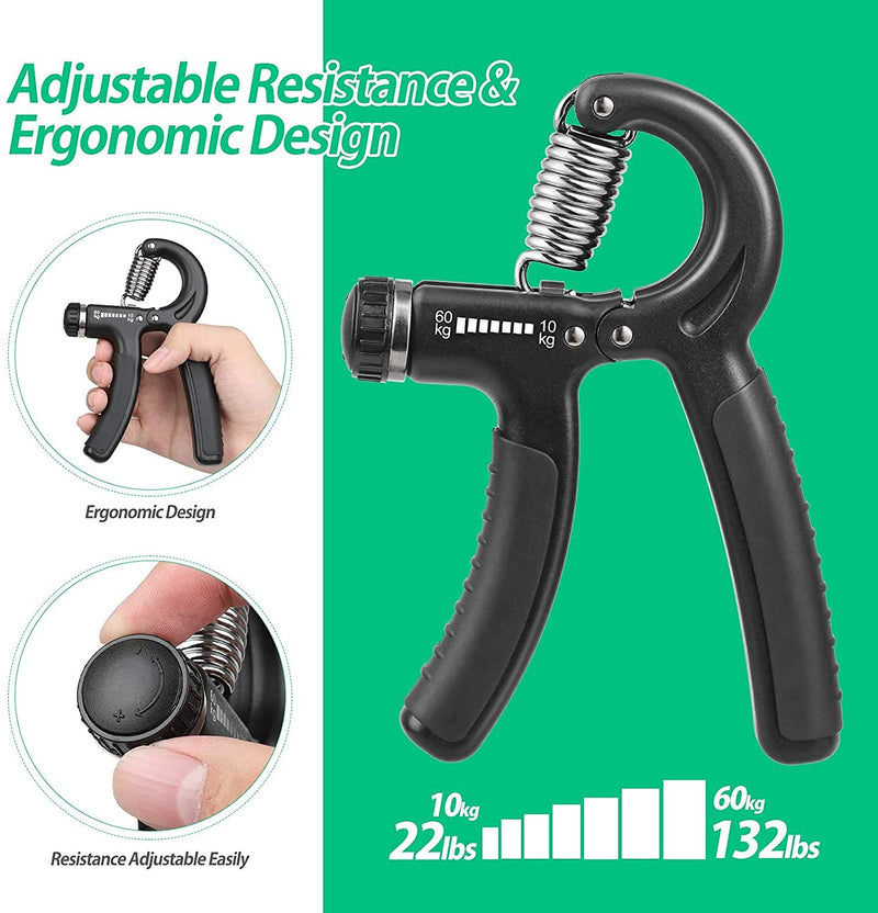 [Australia - AusPower] - NIYIKOW 2 Pack Grip Strength Trainer, Hand Grip Strengthener, Adjustable Resistance 22-132Lbs (10-60kg), Non-Slip Gripper, Perfect for Musicians Athletes and Hand Rehabilitation Exercising 