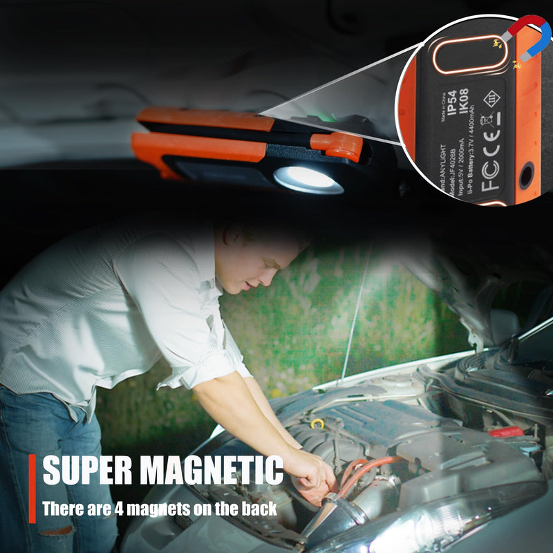 [Australia - AusPower] - ANYLIGHT Work Light - LED Rechargeable Work Light with COB 1500LM & 300LM Portable Gooseneck USB Rechargeable - Magnetic Led Worklight, Work Light Tool for Car Repair, Camping & Job Site Lighting 