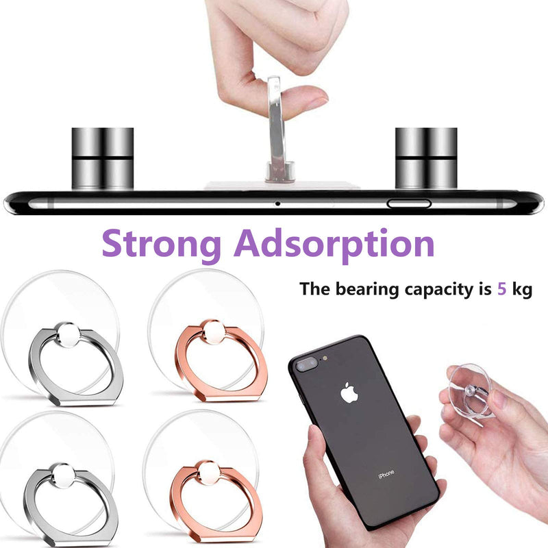 [Australia - AusPower] - Cell Phone Ring Holder Stand Transparent Finger Grip Loop,360°Rotation Finger Ring Stand, Clear Cell Phone Kickstand Compatible with Most of Phones,Tablet and Case(2Silver+2Rose Gold) 