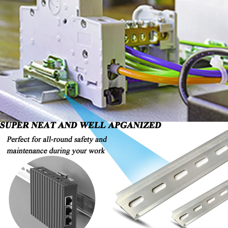 [Australia - AusPower] - 2 Piece DIN Rail Slotted for Hardware Components Mounting, Aluminum Din Rails with RoHS - 13 Inches Long, 35mm Width, 7.5mm Height 