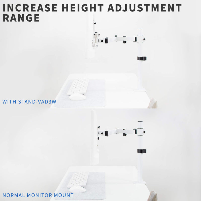 [Australia - AusPower] - VIVO Height Adjustable VESA Adapter for Single 13 to 27 inch Monitor, Accessory Bracket Kit for Individual Screen, White, STAND-VAD3W 