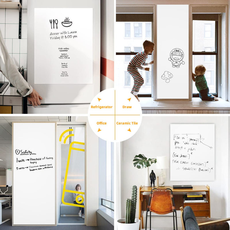 [Australia - AusPower] - Dry Erase Whiteboard Sticker Wall Decal, Self-adhesive White Board Peel Stick Paper for School,Office,Home,Kids Drawing with 3 Water Pen 78.7"x17.7" 