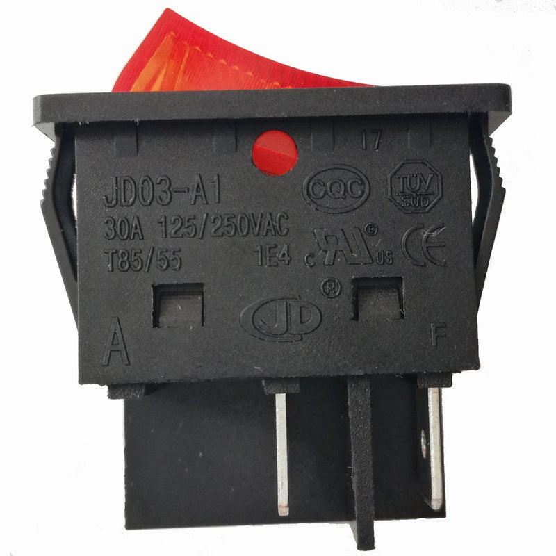 [Australia - AusPower] - 2pcs 4Pins 30A 125V/ 250V T85/55 1E4 Large Current Rocker Power Switches for Inverter Welding Machine JD03-A1 TUV CE CQC Certificate, Black Color 