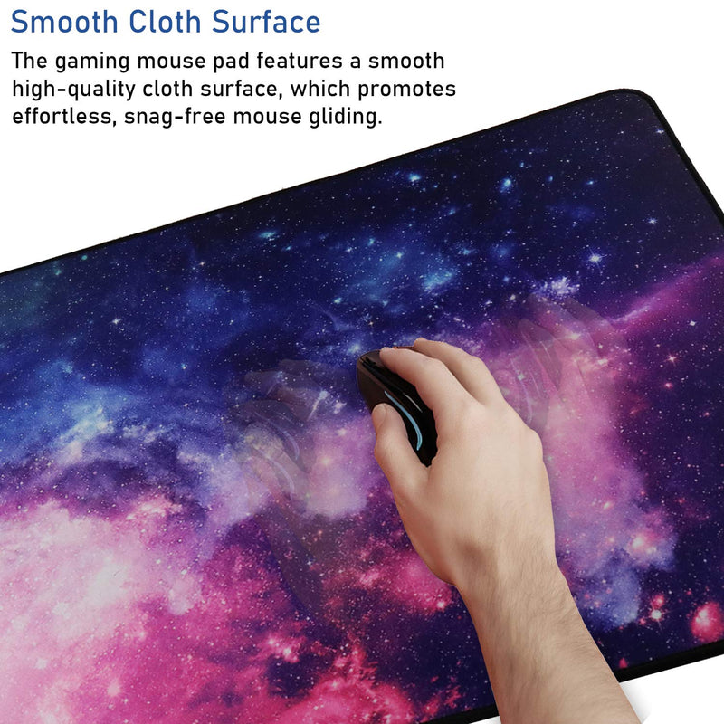[Australia - AusPower] - Gaming Mouse Pad, 31.5x15.7x0.12 inch Waterproof Computer Keyboard Mouse Mat Non-Slip Mousepad Rubber Base and Stitched Edges for Game Players, Office, Study, Esports Pros, Home, Desktop galaxy 