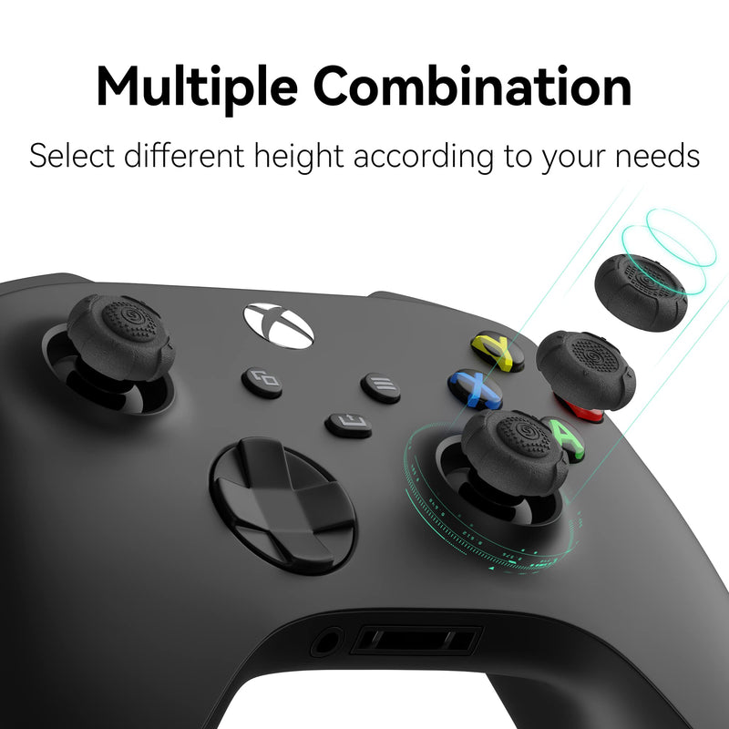 [Australia - AusPower] - GeekShare Thumb Grip Caps for Xbox One Controller,Silicone Joystick Cover Solid Color Thumbsticks Cover Set Compatible with Xbox Series X,3 Pairs / 6 Pcs (Black) Black 