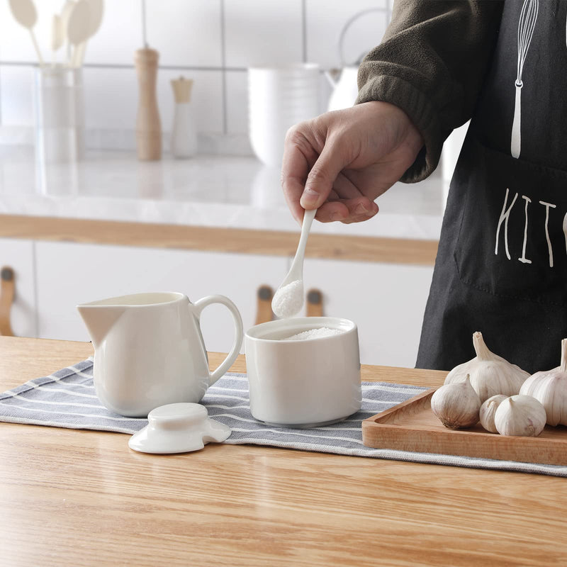 [Australia - AusPower] - ONTUBE Ceramics Creamer,Porcelain Coffee Milk Creamer Pitcher with Handle for Home and Kitchen - 12OZ (White) White 