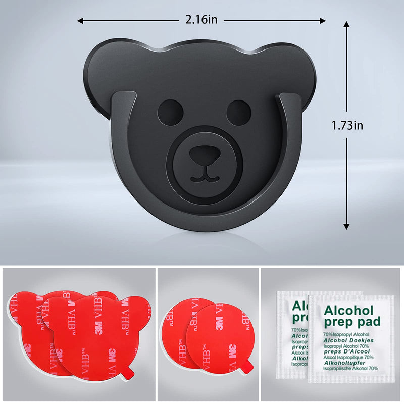 [Australia - AusPower] - Socket Car Mount for Phone Holder Cute Bear Style Silicone Grip Stand with Phone line Clasp for Collapsible Socket User Used on Dashboard, Home, Office, Kitchen, Desk, Wall (Black) 3 Pack Black 