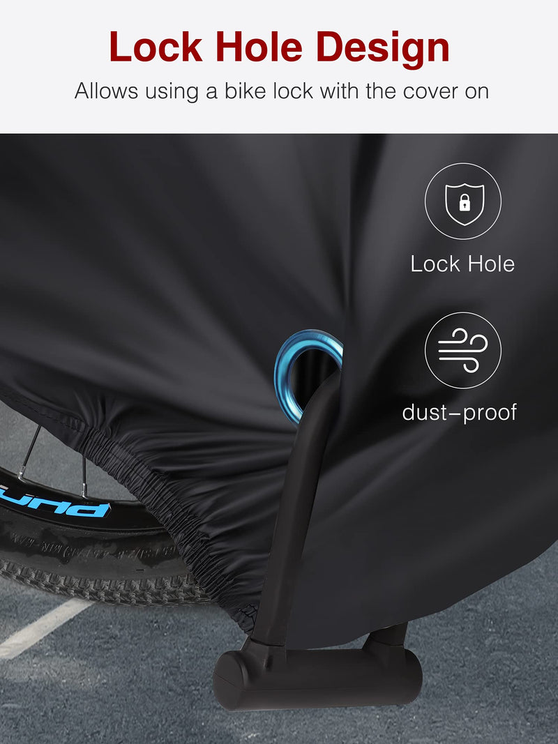 [Australia - AusPower] - Puroma Bike Cover Outdoor Waterproof Bicycle Covers Rain Sun UV Dust Wind Proof with Lock Hole for Mountain Road Electric Bike Basic Black X-Large 