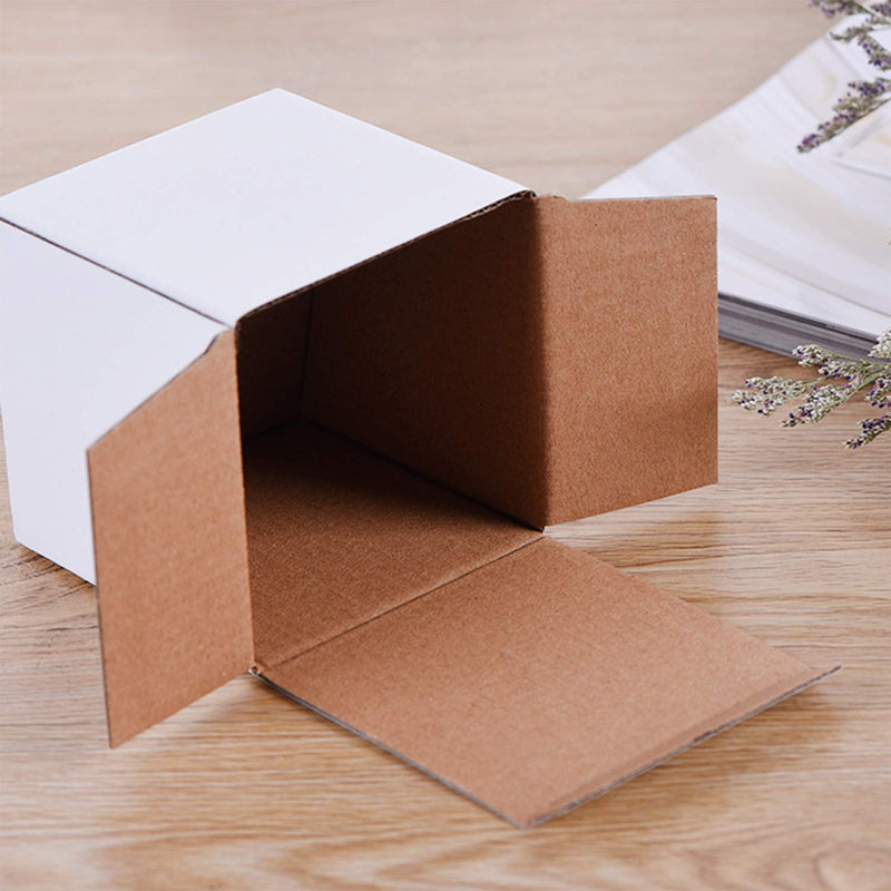 [Australia - AusPower] - Lainrrew 12 Pcs Shipping Boxes, 4x4x4Inches White Kraft Corrugated Cardboard Boxes Small Mailing Boxes Recyclable Cardboard Box Cube for Shipping and Packing (4x4x4") 4x4x4" 