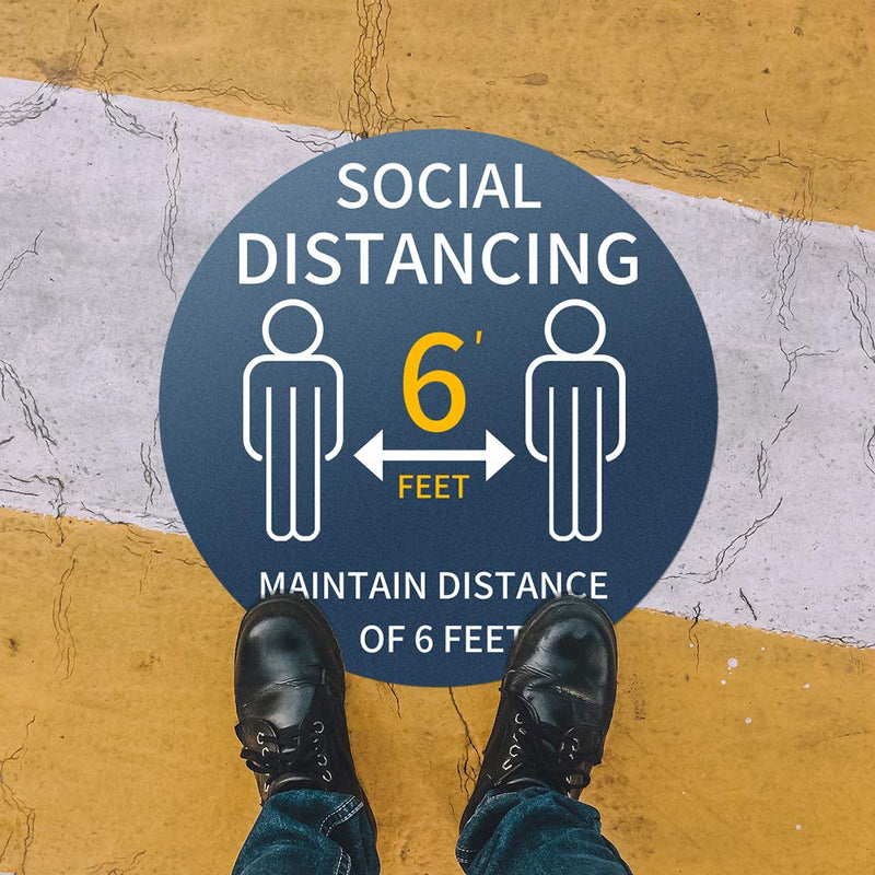 [Australia - AusPower] - Social Distancing 6 Feet Floor Sign Sticker 12" Anti-Slip Stand Here Floor Decal Waterproof Reusable 6 FT Distance Safety Sign Commercial Grade Sign Made for All Public Places 10 Pack 12" Diameter Floor Sign 