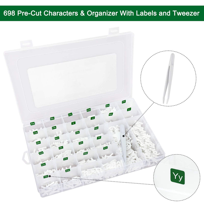 [Australia - AusPower] - Letter Board Letters Only,698 PRE-Cut Characters (3/4 Inch,White) with Sorting Tray,Felt Letter Board Letters (Choice D) Choice D 